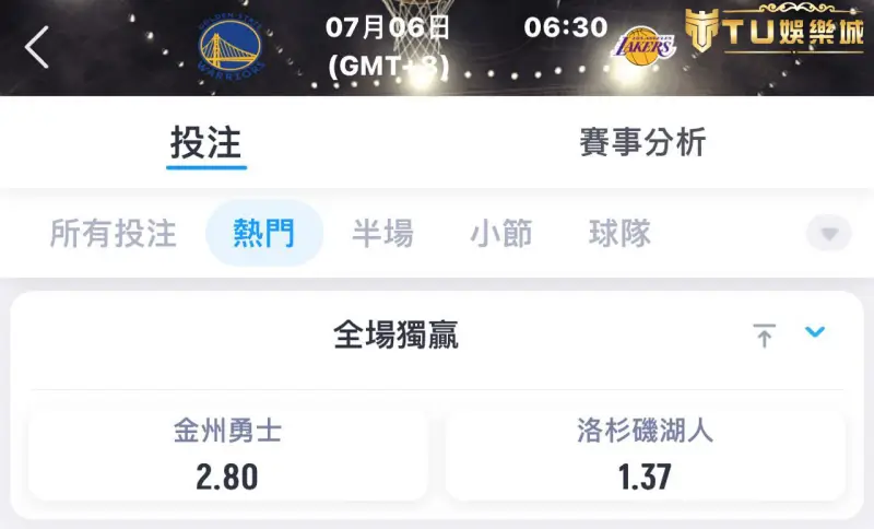 運彩獨贏(不讓分)